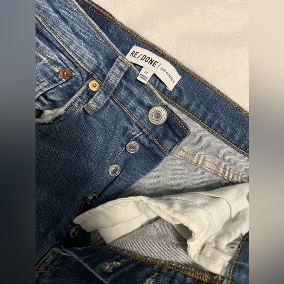 Re/Done Women’s High-Rise Straight Leg Jeans in Medium Wash - Size 27 (S) - Picture 6 of 7